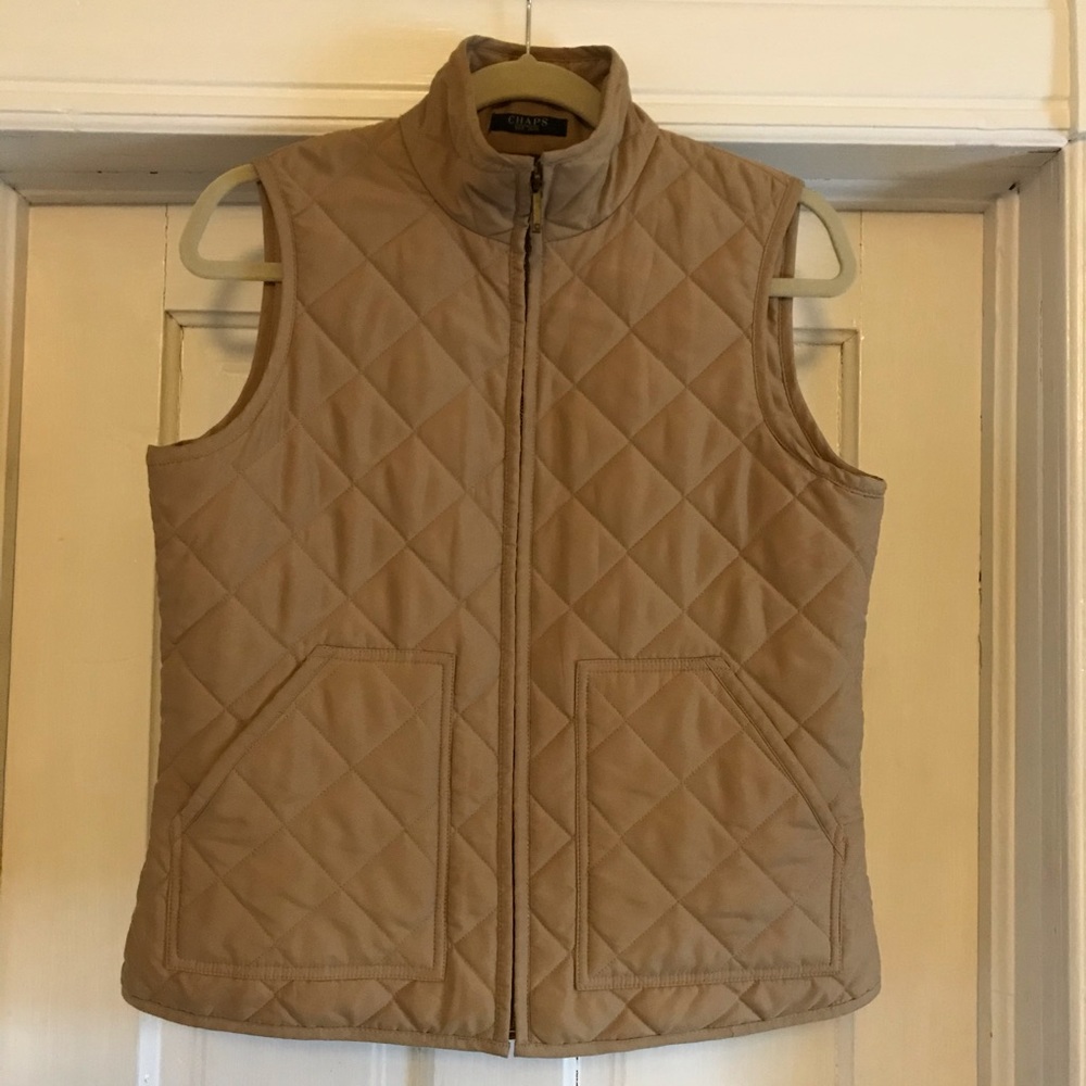 Women’s Chaps tan khaki quilted insulated vest, S